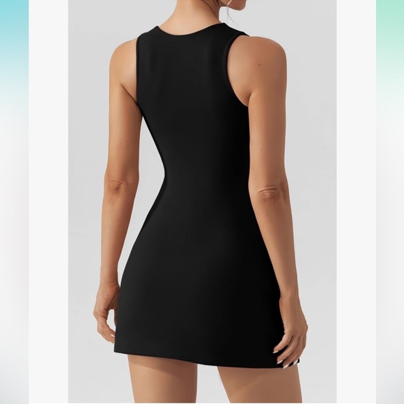 QINSEN Women's Square Neck Bodice Dress Sleeveless Stretch Flare Mini Dresses - Picture 7 of 9